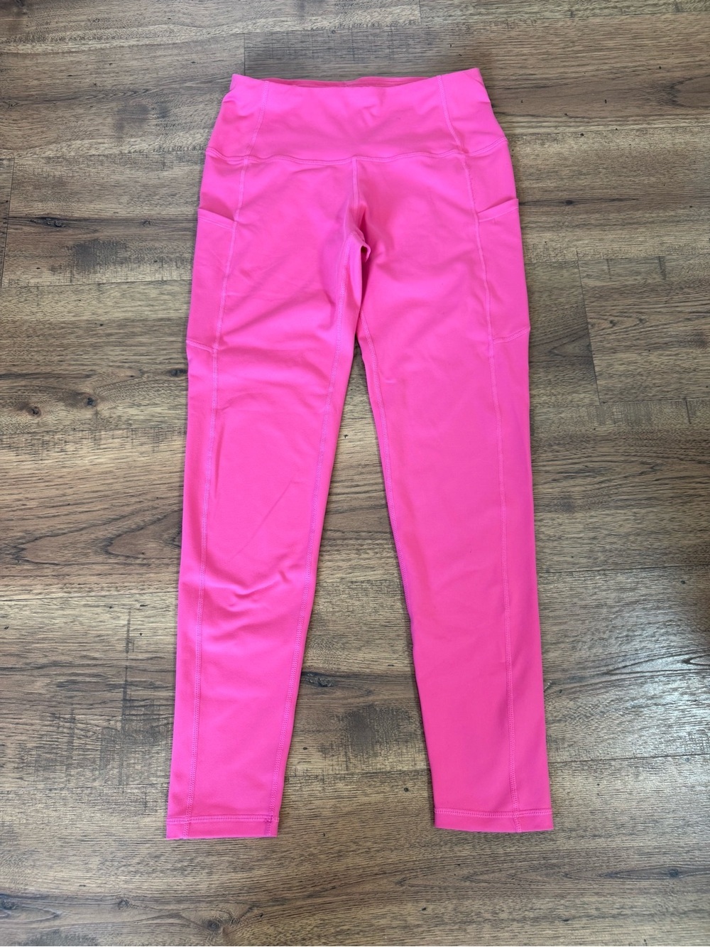 Pink Solid Ankle Leggings Women's Size M Stretch Pockets Athleisure